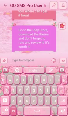 GO SMS Pink Flower Theme android App screenshot 1