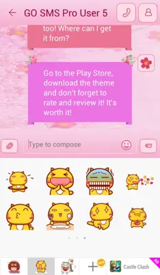 GO SMS Pink Flower Theme android App screenshot 2