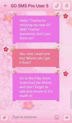 GO SMS Pink Flower Theme android App screenshot 3