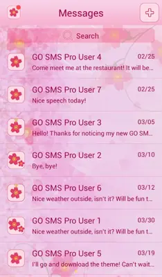 GO SMS Pink Flower Theme android App screenshot 4